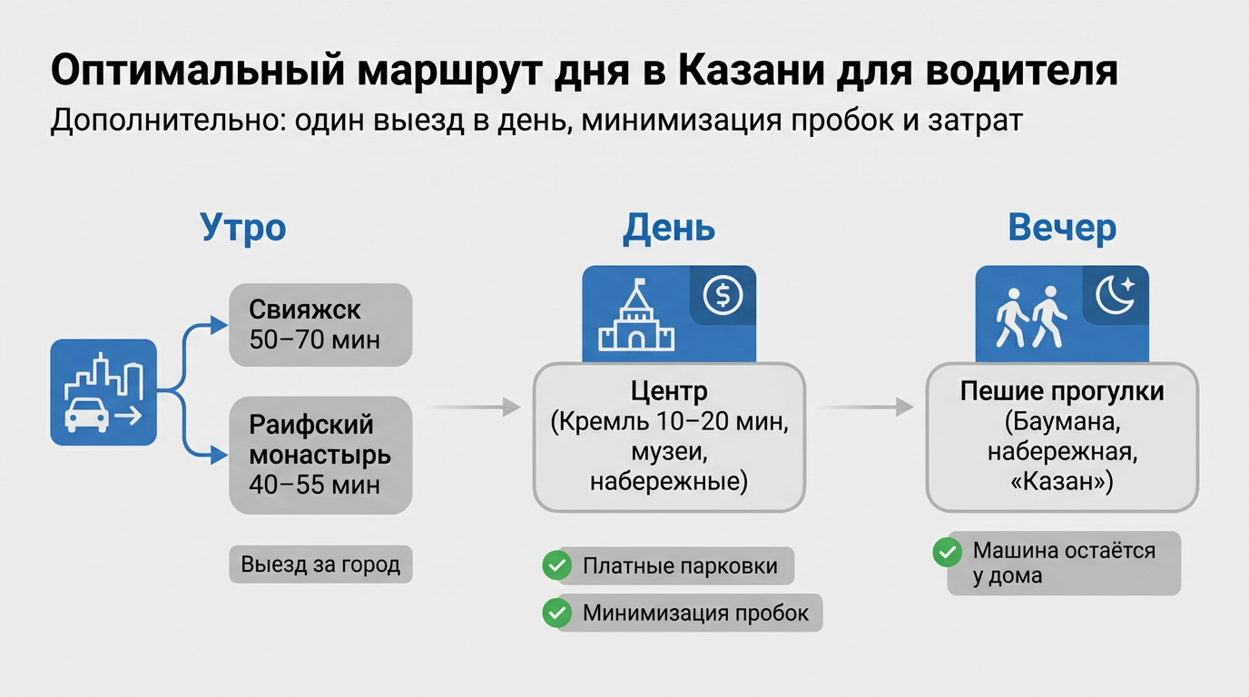 Оптимальный маршрут дня в Казани